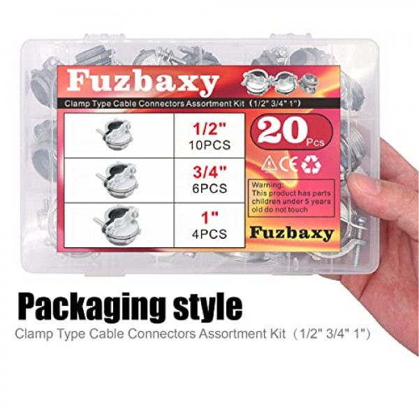 Fuzbaxy 20PCS 1/2 3/4 1” Clamp Type Cable Connectors Assortment ...