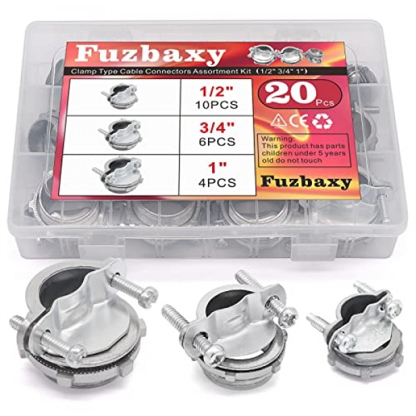 Fuzbaxy 20PCS 1/2 3/4 1” Clamp Type Cable Connectors Assortment ...