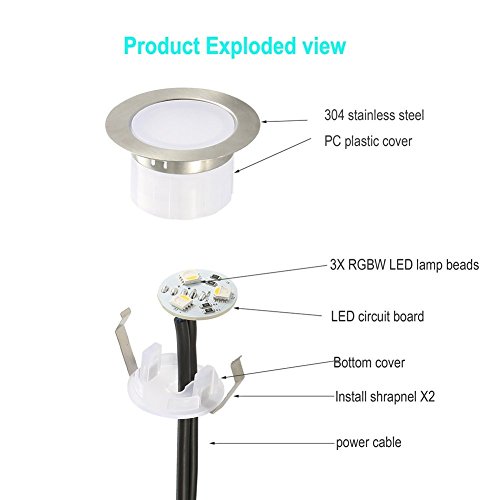 FVTLED Pack of 10 Low Voltage LED Deck Lighting Kit RGB & Warm Whi...