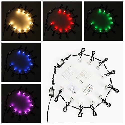 FVTLED Pack of 10 Low Voltage LED Deck Lighting Kit RGB & Warm Whi...