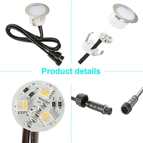 FVTLED Pack of 10 Low Voltage LED Deck Lighting Kit RGB & Warm Whi...