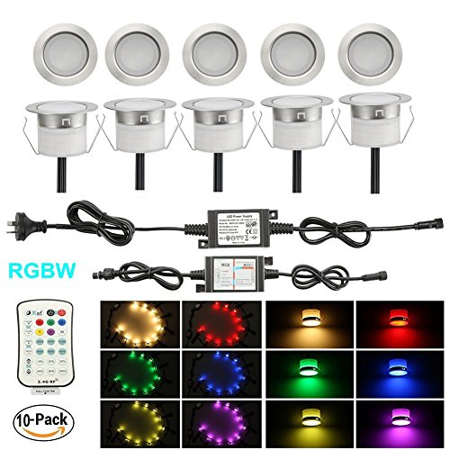 FVTLED Pack of 10 Low Voltage LED Deck Lighting Kit RGB & Warm Whi...