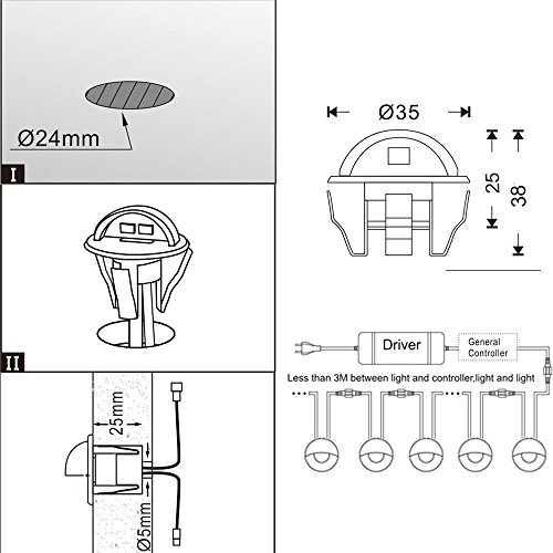 FVTLED Pack of 10 Low Voltage LED Deck Lights kit Dia. 1.38 Outdo...