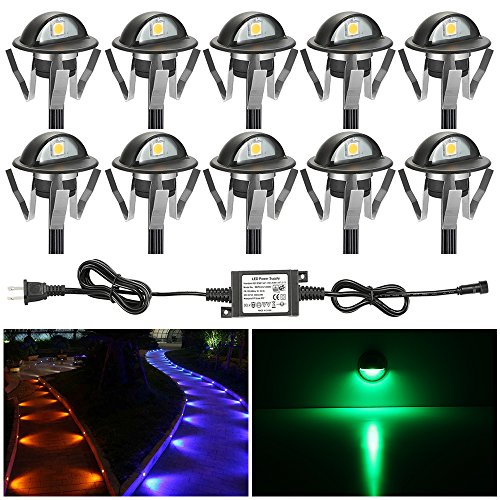 FVTLED Pack of 10 Low Voltage LED Deck Lights kit Dia. 1.38 Outdo...