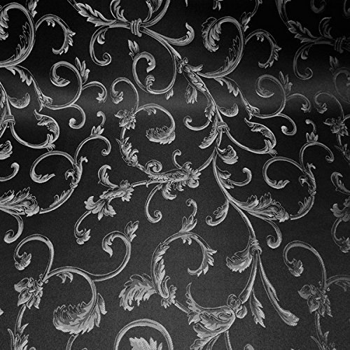 Jacquard Damask Vine Brocade Fabric 118 Wide Black/White