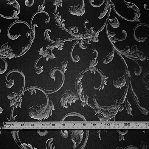 Jacquard Damask Vine Brocade Fabric 118 Wide Black/White