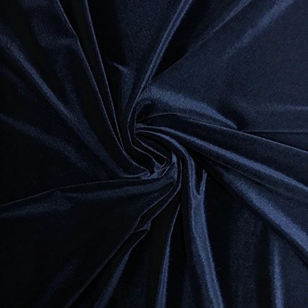 Stretch Velvet Fabric by The Yard - Midnight Blue Velvet Fabric