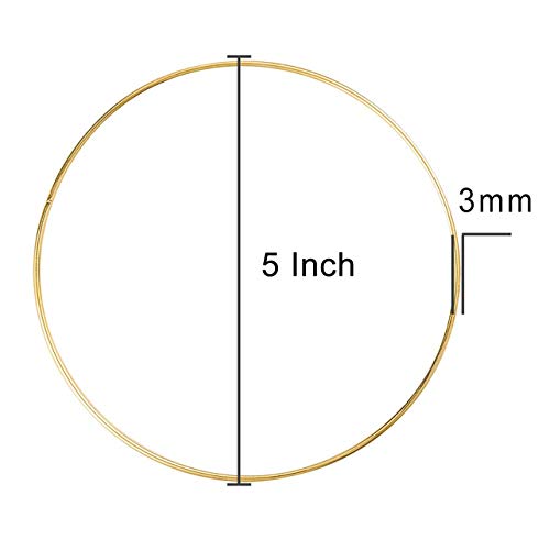 12Pcs 5 Inch Gold Dream Catcher Metal Rings Floral Hoops Wreath Ma...