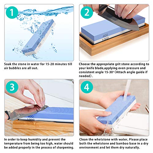 Sharpening Stone Whetstone Set 4 Side Grit 400/1000 3000/8000, Pro...