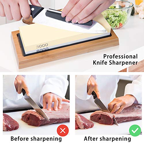 Sharpening Stone Whetstone Set 4 Side Grit 400/1000 3000/8000, Pro...
