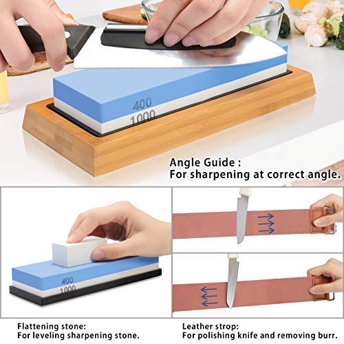 Sharpening Stone Whetstone Set 4 Side Grit 400/1000 3000/8000, Pro...