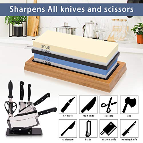 Sharpening Stone Whetstone Set 4 Side Grit 400/1000 3000/8000, Pro...