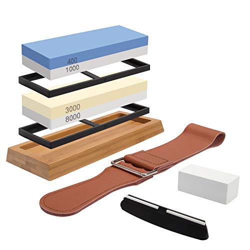 Sharpening Stone Whetstone Set 4 Side Grit 400/1000 3000/8000, Pro...