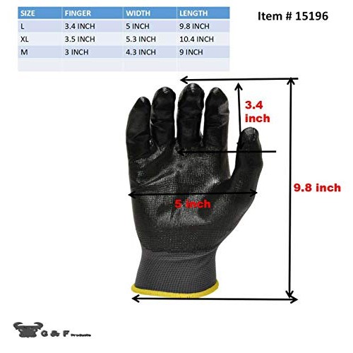 6 PAIRS Mens Working Gloves with Micro Foam Coating - Garden Glov...
