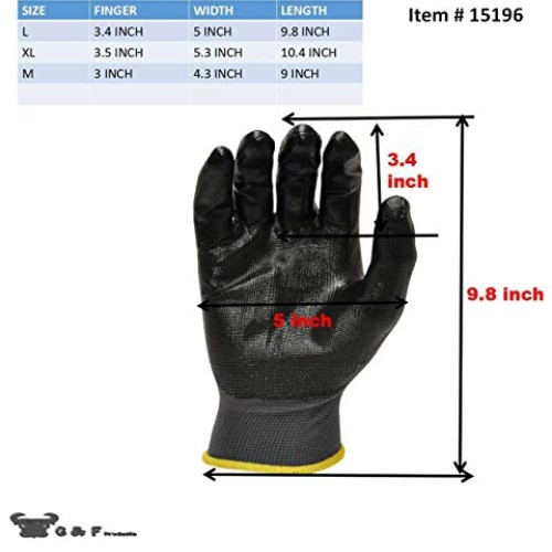 6 PAIRS Mens Working Gloves with Micro Foam Coating - Garden Glov...