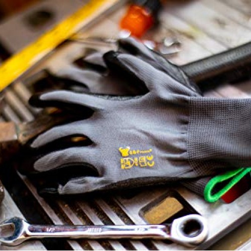 6 PAIRS Mens Working Gloves with Micro Foam Coating - Garden Glov...