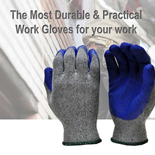 G & F 1511M-DZ Rubber Latex Coated Work Gloves for Construction, B...
