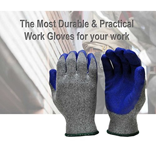G & F 1511M-DZ Rubber Latex Coated Work Gloves for Construction, B...