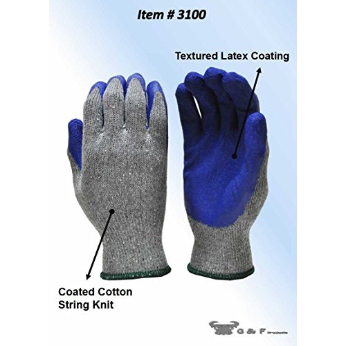 G & F 1511M-DZ Rubber Latex Coated Work Gloves for Construction, B...