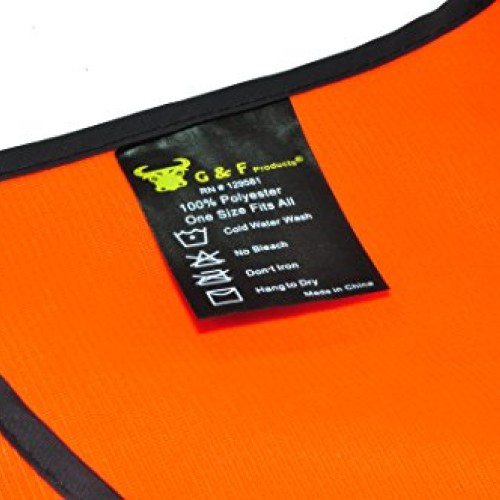 G & F 41113 Industrial Safety Vest with Reflective Stripes, Neon O...