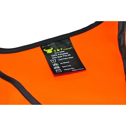 G & F 41113 Industrial Safety Vest with Reflective Stripes, Neon O...