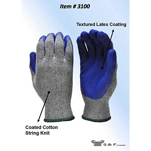 G & F Products 12 Pairs Medium Rubber Latex Double Coated Work Glo...