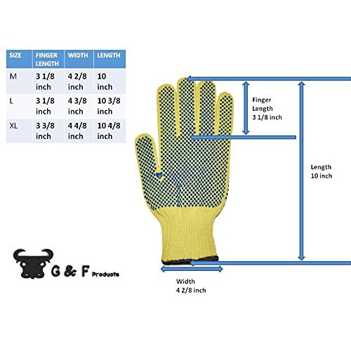 G & F Products 1670M Cut Resistant Work Gloves, 100% Kevlar Knit W...