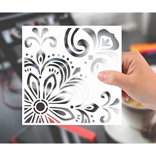 GSS Designs Pack of 4 Stencils Set 6x6 Inch Laser Cut Painting S...
