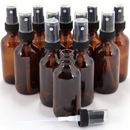 GPS DP-1G-AMBER-FMS Amber Boston Round Glass Bottle with Fine Mist...