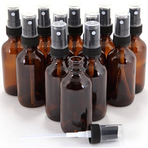 GPS DP-1G-AMBER-FMS Amber Boston Round Glass Bottle with Fine Mist...