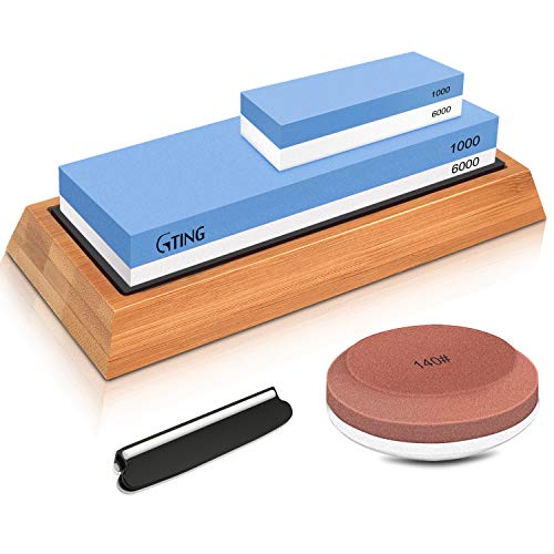 Whetstone Knife Sharpening Stone Set, G-TING 140/320, 1000/6000 Gr...