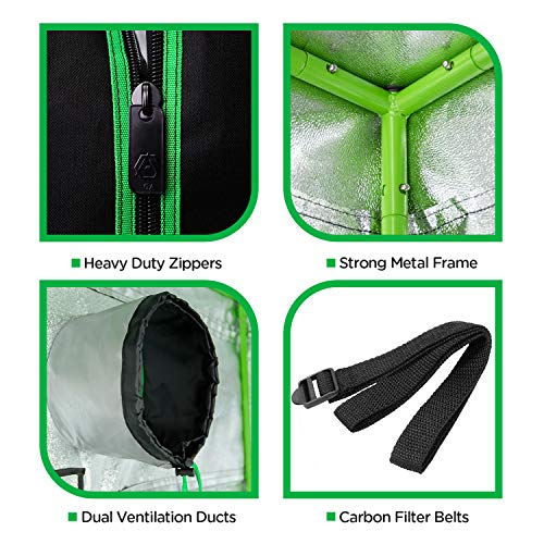 GA Grow Tent 24x24x48 36x36x72 40x40x80 Reflective Mylar Hydroponi...
