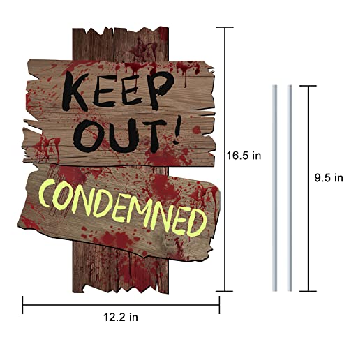 GABOSS Halloween Decorations Beware Signs Yard Stakes Outdoor Cree...