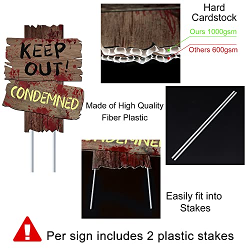 GABOSS Halloween Decorations Beware Signs Yard Stakes Outdoor Cree...