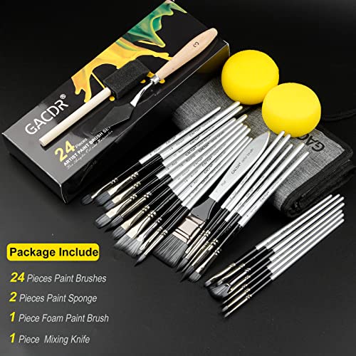GACDR Acrylic Paint Brush Set, 24 Pieces Paint Brushes for Acrylic...