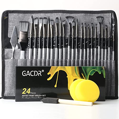 GACDR Acrylic Paint Brush Set, 24 Pieces Paint Brushes for Acrylic...