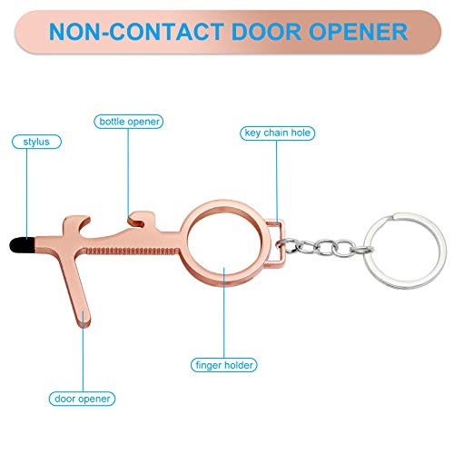 8 pieces portable no touch metal door opener key tool with stylus,...