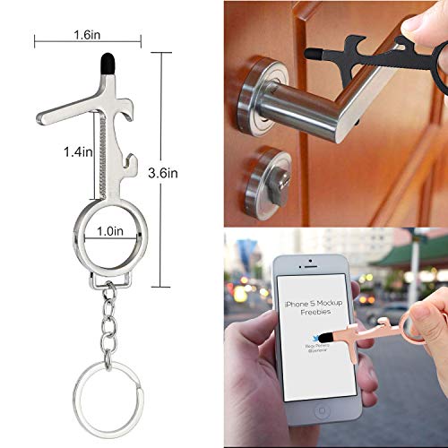 8 pieces portable no touch metal door opener key tool with stylus,...