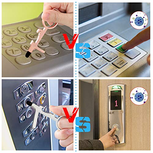 8 pieces portable no touch metal door opener key tool with stylus,...