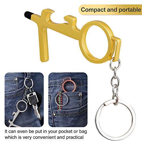 8 pieces portable no touch metal door opener key tool with stylus,...