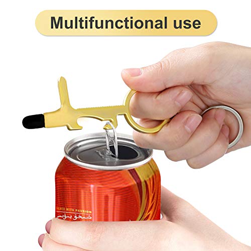8 pieces portable no touch metal door opener key tool with stylus,...