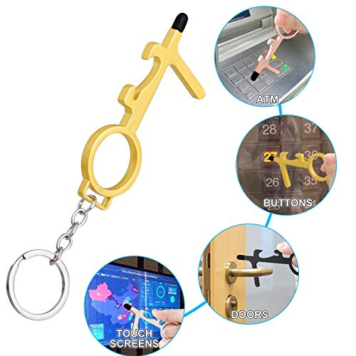 8 pieces portable no touch metal door opener key tool with stylus,...