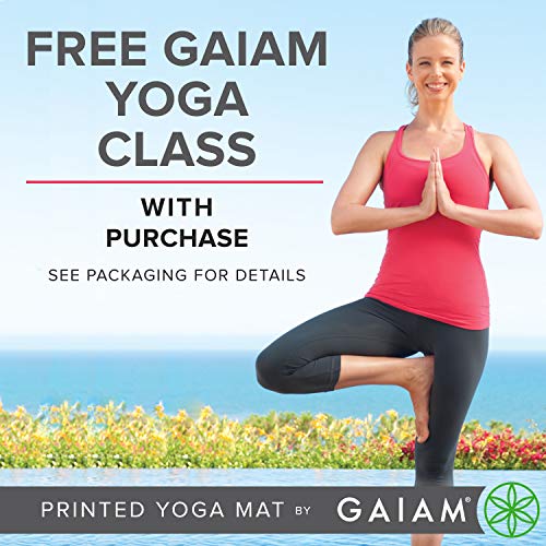 Gaiam Yoga Mat Premium Print Extra Thick Non Slip Exercise & Fitne...