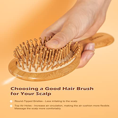 GAINWELL Bamboo Paddle Hair Brush - Bamboo Bristles Detangling Hai...