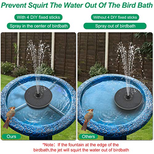 3W Solar Bird Bath Fountains with LED Lights, GAIZERL Solar Founta...