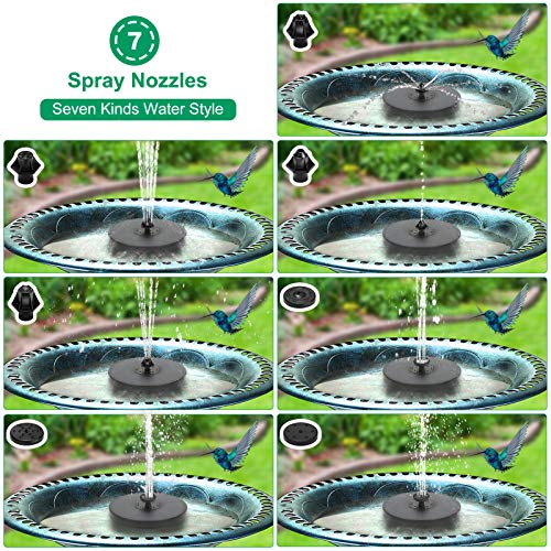3W Solar Bird Bath Fountains with LED Lights, GAIZERL Solar Founta...