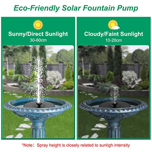 3W Solar Bird Bath Fountains with LED Lights, GAIZERL Solar Founta...