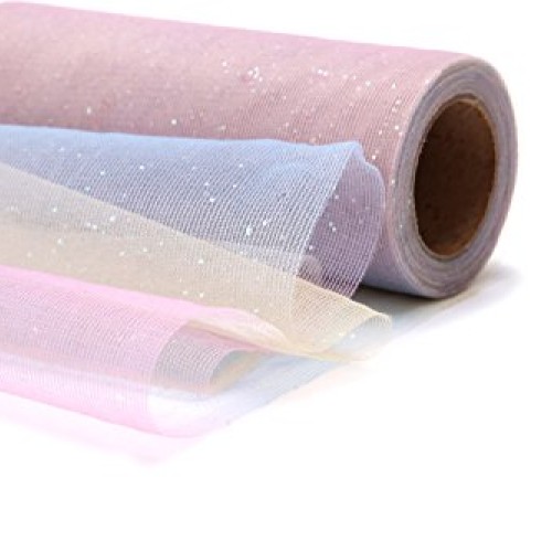 6 x 10 Yards 15cm x 9m Tulle Rolls Glitter Rainbow Gauze Ribbon...