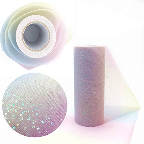 6 x 10 Yards 15cm x 9m Tulle Rolls Glitter Rainbow Gauze Ribbon...