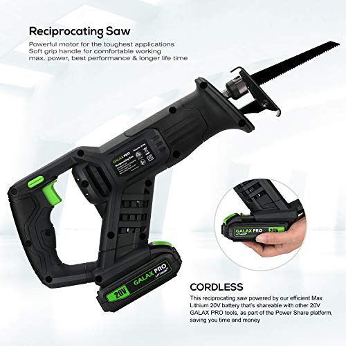 GALAX PRO Reciprocating Saw, Cordless Li-ion Reciprocating Saw wit...